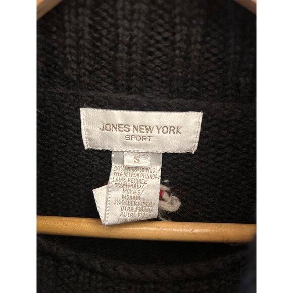 Vintage Jones New York Snowflake Wool Mohair Fair Isle Turtleneck Sweater 90s - Picture 3 of 6